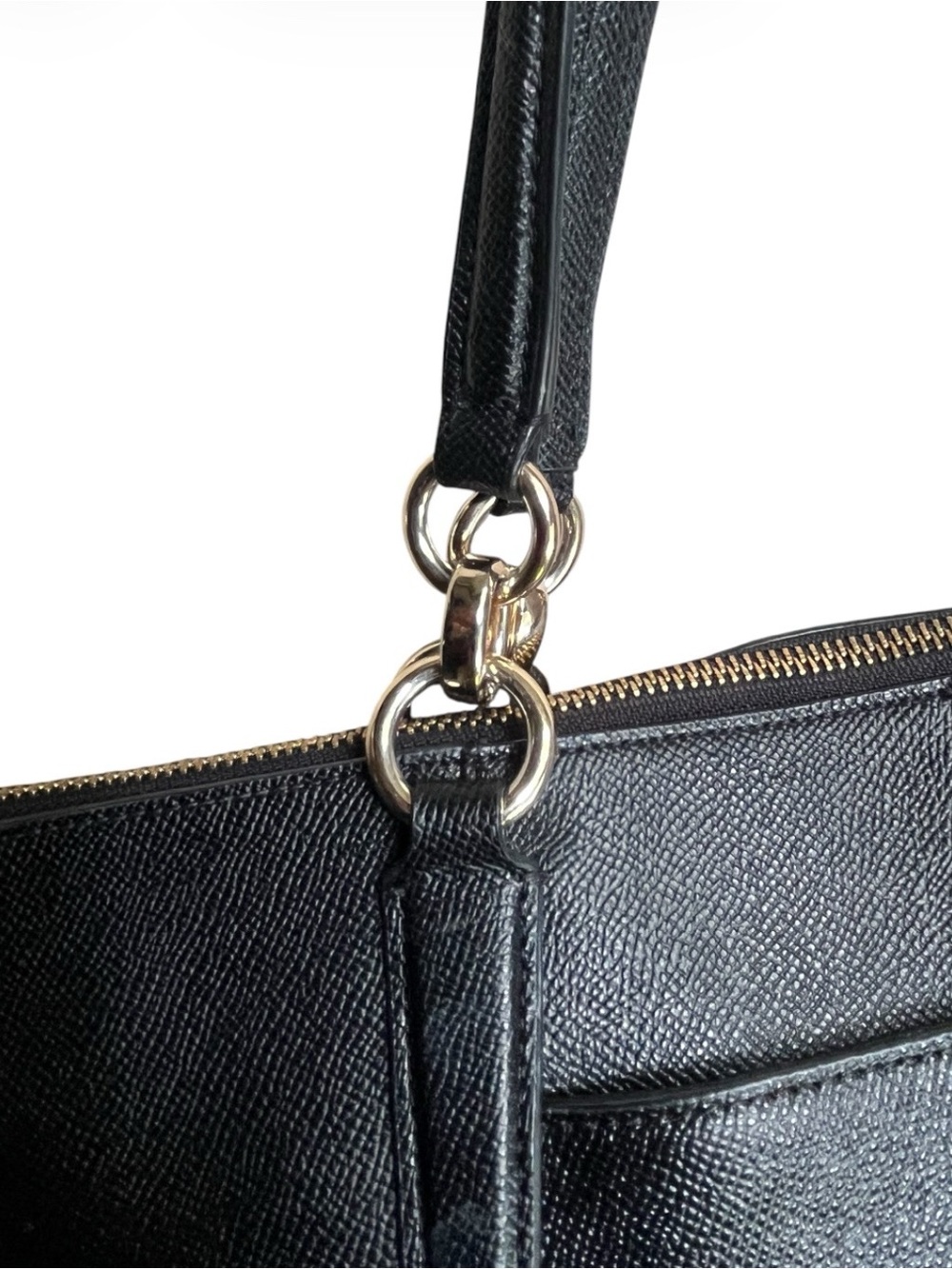 Coach Station Tote Bag in Black Crossgrain Leather w/Gold-Tone Hardware - Picture 7 of 16